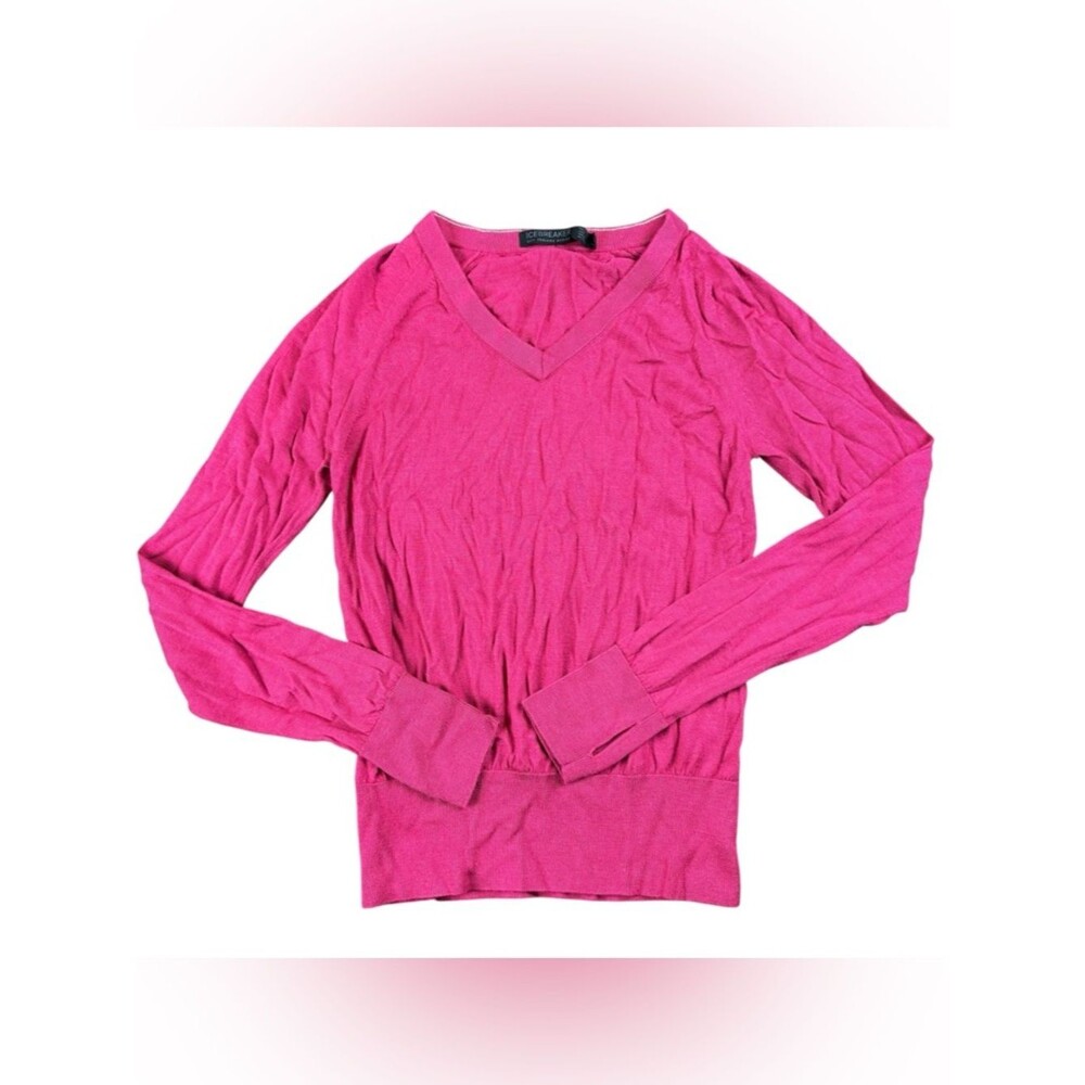 Icebreaker Women's V-Neck Merino Top in Deep Raspberry